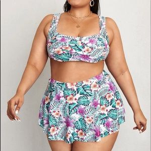 UNWORN/NEW Floral High Waisted Bikini / Skort Set size 14